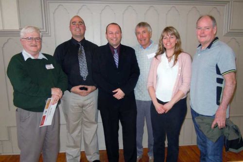Comedian Mark Nesseth (third from left), with SFCSC volunteers and supporters l-r, Jeremy Saunders, David Row, Dave Linton, and Sue and Bob Clinton